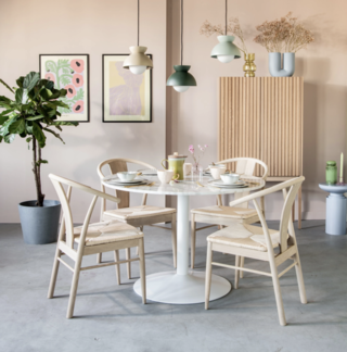 Eettafel Marmer – Ø 110 cm – Wit  By fonQ